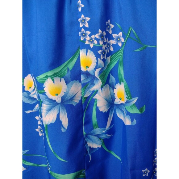 Hukilau Fashions Womens Mumu Tropical Hawaiian Dress Vibrant Blue Floral L Vtg - Picture 14 of 16